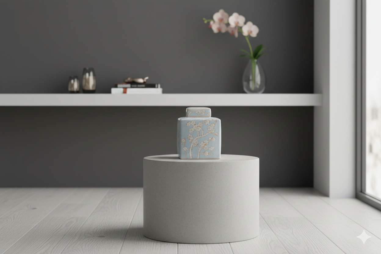 Jarrón L’Atelier No.03 - Blue Blossom cuadrado